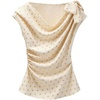 image:imageMakeMeChic Womens Polka Dots Blouse Top Cowl Neck Bow Shoulder Ruched Slessless Cute ShirtApricot