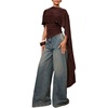 image:imageMakeMeChic Womens Poncho Tops Cape Shirts Asymmetrical Ruched Business Casual OutfitsBrown