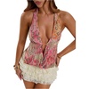 image:imageMakeMeChic Womens Sequin Sparkly Halter Tops Open Back Ruffle Split Party Night Out TopPink