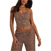 image:imageMakeMeChic Womens Sequin Tops Criss Cross Sleeveless Tie Side Y2K Going Out Cropped Tank TopsBrown