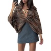 image:imageMakeMeChic Womens Striped Fuzzy Twisted Sweater V Neck Long Sleeve Vintage Knitted Pullover TopsBrown