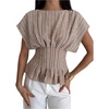 image:imageMakeMeChic Womens Striped Ruffle Peplum Top Dolman Sleeve Dressy Tops BlouseKhaki