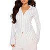 image:imageMakeMeChic Womens Work Office Striped Button Down Shirt Bell Sleeve Dressy Blouse TopsMulticolor