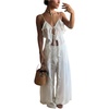 image:imageMakeMeChic Womens Y2k Sheer Chiffon Ruffle Tops Long Camisole Sleeveless Tie Front Flowy TopsWhite