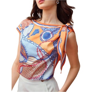 image:imageMakeMeChic Womens Boho T Shirt Crewneck Tie Bow Elegant Blouse TopsOrange