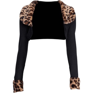 image:imageMakeMeChic Womens Cheetah Print Tops Y2K Fall Cardigan Fuzzy Shrugs Open Front Long Sleeve Crop TopsBlack