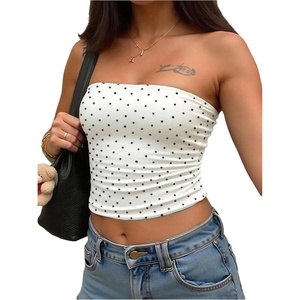 image:imageMakeMeChic Womens Polka Dots Strapless Tube Top Backless Summer Going Out TopsWhite