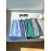 image:imageMakeMeChic Womens 2 Pack Striped Running Shorts Summer Track Workout Athletic ShortsLight Blue Green