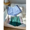 image:imageMakeMeChic Womens 2 Pack Striped Running Shorts Summer Track Workout Athletic ShortsLight Blue Green