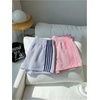 image:imageMakeMeChic Womens 2 Pack Striped Running Shorts Summer Track Workout Athletic ShortsLight Blue Pink