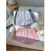 image:imageMakeMeChic Womens 2 Pack Striped Running Shorts Summer Track Workout Athletic ShortsLight Blue Pink