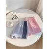 image:imageMakeMeChic Womens 2 Pack Striped Running Shorts Summer Track Workout Athletic ShortsLight Blue Pink