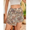 image:imageMakeMeChic Womens Floral Boho Shorts Twist Front Elastic Waist Summer Beach Vacation ShortsWhite and Orange