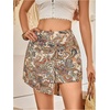 image:imageMakeMeChic Womens Floral Boho Shorts Twist Front Elastic Waist Summer Beach Vacation ShortsWhite and Orange