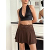 image:imageMakeMeChic Womens Floral Mini Shorts Lace Ruffle Tiered A Line Summer Boho Country Concert ShortsBrown