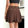 image:imageMakeMeChic Womens Floral Mini Shorts Lace Ruffle Tiered A Line Summer Boho Country Concert ShortsBrown