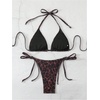 image:imageMakeMeChic Womens Floral Sequin Colorful Striped Triangle Thong Bikini Sets Halter String Swimsuit Bathing SuitLeopard Brown