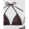 image:imageMakeMeChic Womens Floral Sequin Colorful Striped Triangle Thong Bikini Sets Halter String Swimsuit Bathing SuitLeopard Brown