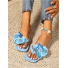 image:imageMakeMeChic Womens Flower Flat Sandals Square Toe Flip Flops Summer Beach Slippers Thong SandalBlue