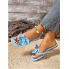 image:imageMakeMeChic Womens Flower Flat Sandals Square Toe Flip Flops Summer Beach Slippers Thong SandalBlue