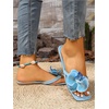 image:imageMakeMeChic Womens Flower Flat Sandals Square Toe Flip Flops Summer Beach Slippers Thong SandalBlue