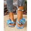 image:imageMakeMeChic Womens Flower Flat Sandals Square Toe Flip Flops Summer Beach Slippers Thong SandalBlue