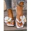 image:imageMakeMeChic Womens Flower Flat Sandals Square Toe Flip Flops Summer Beach Slippers Thong SandalSolid White