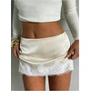 image:imageMakeMeChic Womens Lace Mini Skirt Y2k Low Waist Mini Micro Skirts with Shorts UnderneathApricot