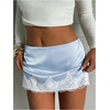 image:imageMakeMeChic Womens Lace Mini Skirt Y2k Low Waist Mini Micro Skirts with Shorts UnderneathBlue