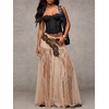 image:imageMakeMeChic Womens Lace Sheer Maxi Skirts Floral Polka Dots Ruffle Concert Boho Goth Long SkirtsApricot Floral Lace