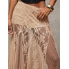 image:imageMakeMeChic Womens Lace Sheer Maxi Skirts Floral Polka Dots Ruffle Concert Boho Goth Long SkirtsApricot Floral Lace