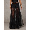 image:imageMakeMeChic Womens Lace Sheer Maxi Skirts Floral Polka Dots Ruffle Concert Boho Goth Long SkirtsBlack