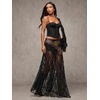image:imageMakeMeChic Womens Lace Sheer Maxi Skirts Floral Polka Dots Ruffle Concert Boho Goth Long SkirtsBlack Lace