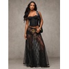image:imageMakeMeChic Womens Lace Sheer Maxi Skirts Floral Polka Dots Ruffle Concert Boho Goth Long SkirtsBlack Lace