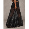 image:imageMakeMeChic Womens Lace Sheer Maxi Skirts Floral Polka Dots Ruffle Concert Boho Goth Long SkirtsBlack Lace