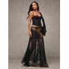 image:imageMakeMeChic Womens Lace Sheer Maxi Skirts Floral Polka Dots Ruffle Concert Boho Goth Long SkirtsBlack Solid
