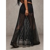 image:imageMakeMeChic Womens Lace Sheer Maxi Skirts Floral Polka Dots Ruffle Concert Boho Goth Long SkirtsBlack Solid