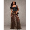 image:imageMakeMeChic Womens Lace Sheer Maxi Skirts Floral Polka Dots Ruffle Concert Boho Goth Long SkirtsBrown