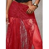 image:imageMakeMeChic Womens Lace Sheer Maxi Skirts Floral Polka Dots Ruffle Concert Boho Goth Long SkirtsRed