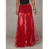 image:imageMakeMeChic Womens Lace Sheer Maxi Skirts Floral Polka Dots Ruffle Concert Boho Goth Long SkirtsRed