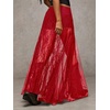 image:imageMakeMeChic Womens Lace Sheer Maxi Skirts Floral Polka Dots Ruffle Concert Boho Goth Long SkirtsRed