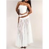 image:imageMakeMeChic Womens Lace Sheer Maxi Skirts Floral Polka Dots Ruffle Concert Boho Goth Long SkirtsWhite