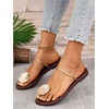 image:imageMakeMeChic Womens Leather Metal Thong Sandal Open Toe Flip Flops Slippers Summer Beach Vacation Flat SandalsChocolate Brown