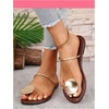 image:imageMakeMeChic Womens Leather Metal Thong Sandal Open Toe Flip Flops Slippers Summer Beach Vacation Flat SandalsChocolate Brown