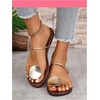 image:imageMakeMeChic Womens Leather Metal Thong Sandal Open Toe Flip Flops Slippers Summer Beach Vacation Flat SandalsChocolate Brown