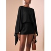 image:imageMakeMeChic Womens Linen Sets 2 Piece Sets Summer Poncho Tops and Skorts Vacation OutfitsBlack