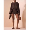image:imageMakeMeChic Womens Linen Sets 2 Piece Sets Summer Poncho Tops and Skorts Vacation OutfitsBrown