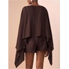 image:imageMakeMeChic Womens Linen Sets 2 Piece Sets Summer Poncho Tops and Skorts Vacation OutfitsBrown