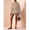 image:imageMakeMeChic Womens Linen Sets 2 Piece Sets Summer Poncho Tops and Skorts Vacation OutfitsKhaki