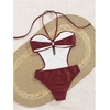 image:imageMakeMeChic Womens One Piece Swimsuit Cut Out Halter Open Back Bathing Suit Swimwear1burgundy